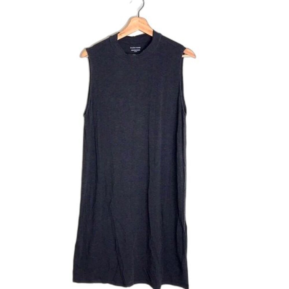 Eileen Fisher‎ Women's Sleeveless Tencel Lyocell Knit Shift Dress Grey XL